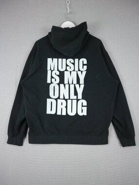 Music Is My Only Drug Pullover Hoodie Mens Y2K Dubstep Large